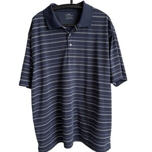 PGA Tour Men's Blue Striped Polo Sz XXL Athleisure Casual Basic Essential Basic